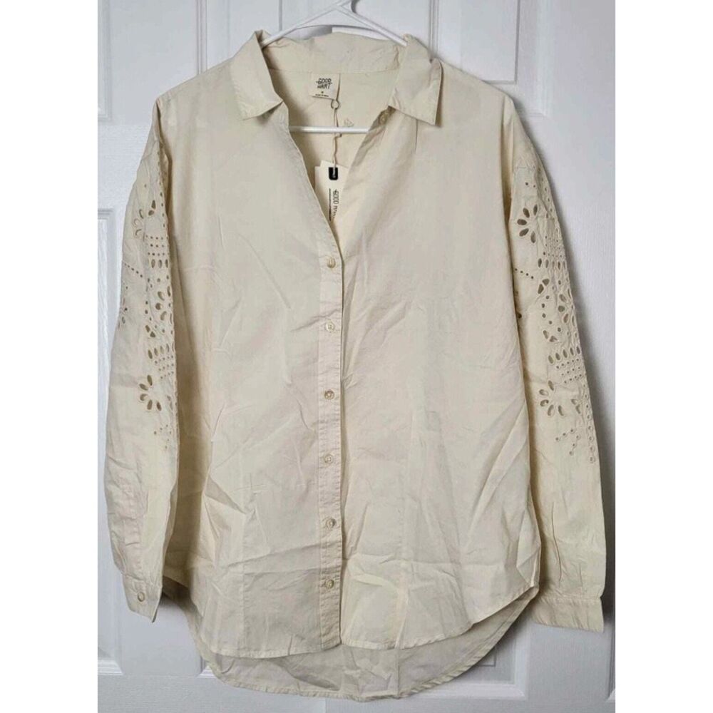 NWT Ivory Sz Small Embroidered Sleeve UNDER CANVAS Blouse GOOD HART MATILDA JANE - Picture 5 of 10